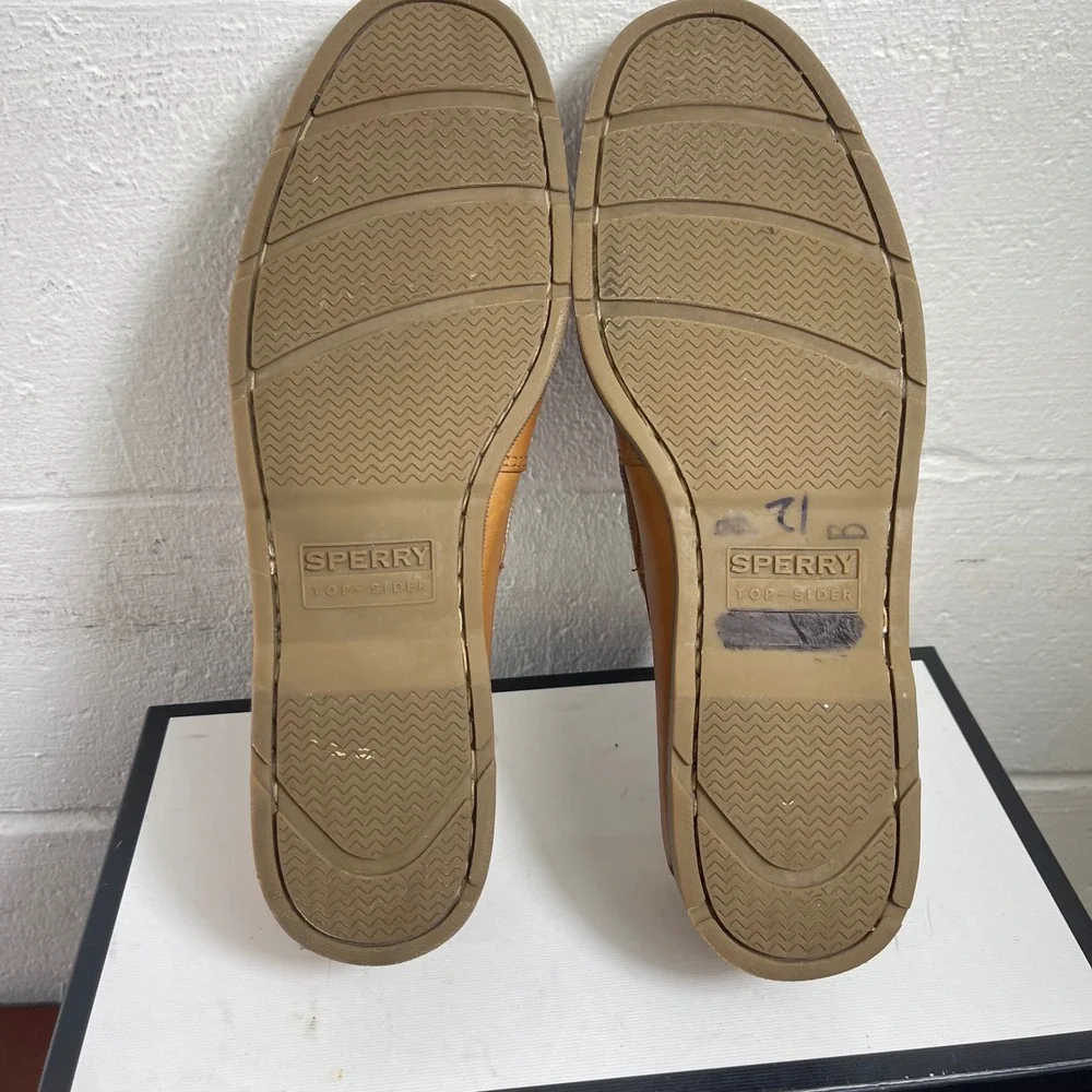 Sperry Top Sider Leeward 077789 Boat Shoes Brown Leather Slip On Men's 12 M